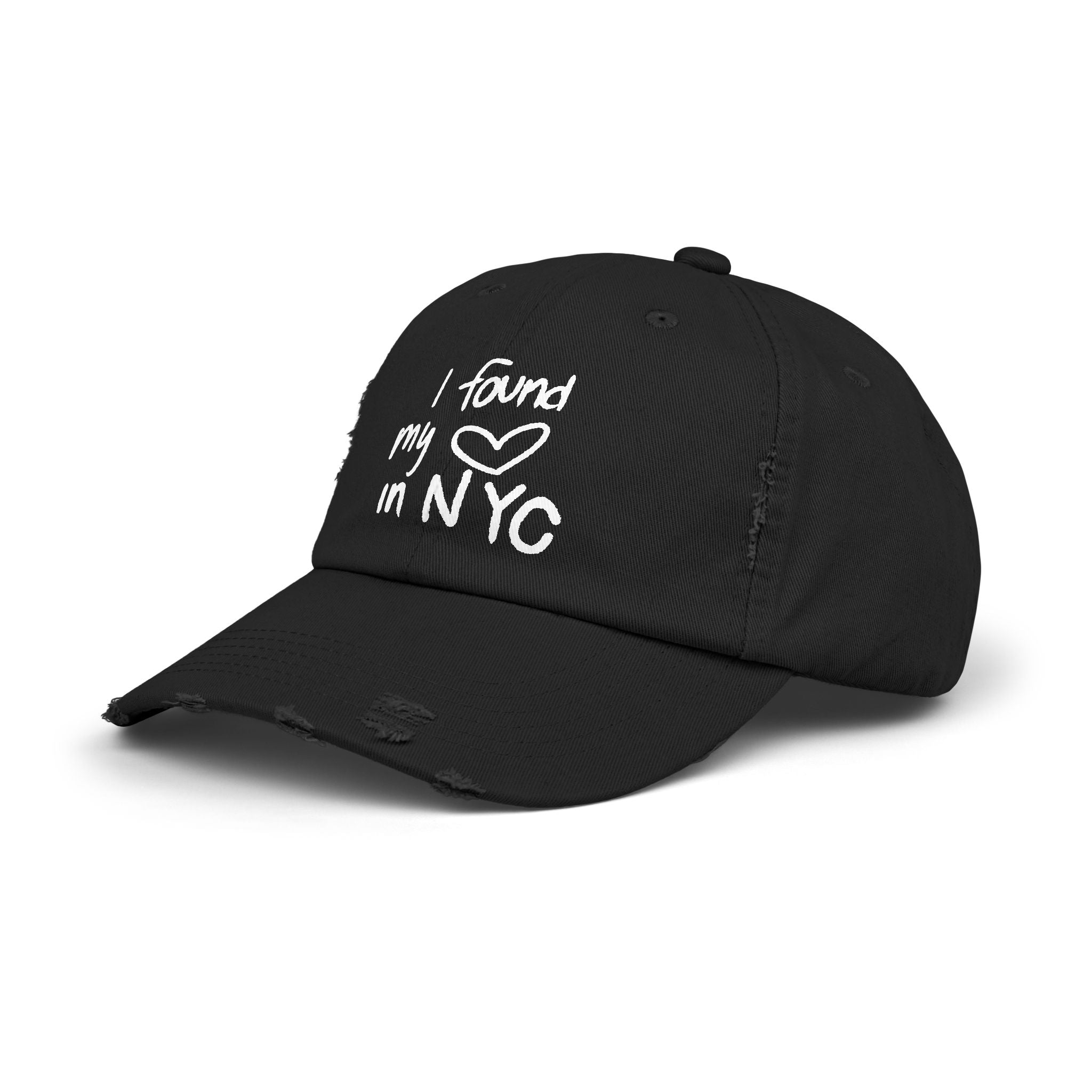 i found my heart in NYC unisex distressed cap