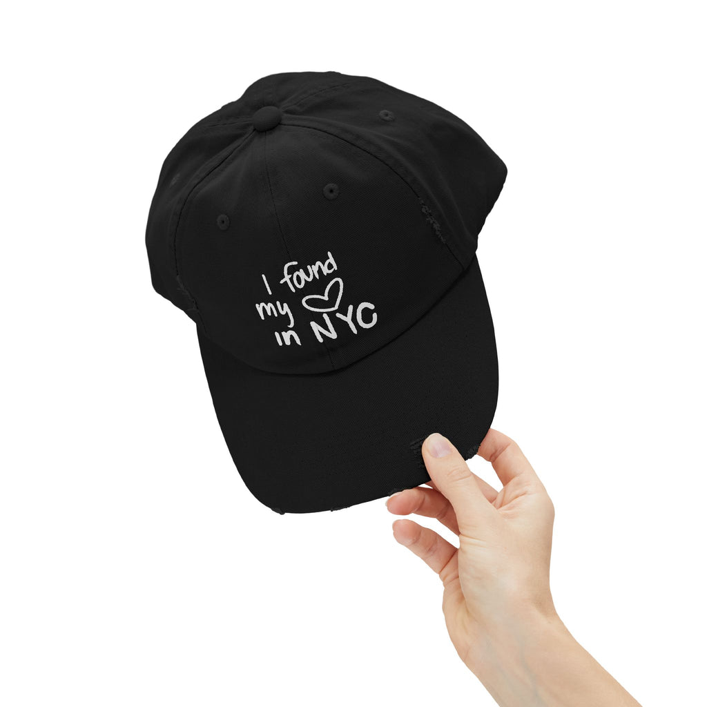 i found my heart in NYC unisex distressed cap