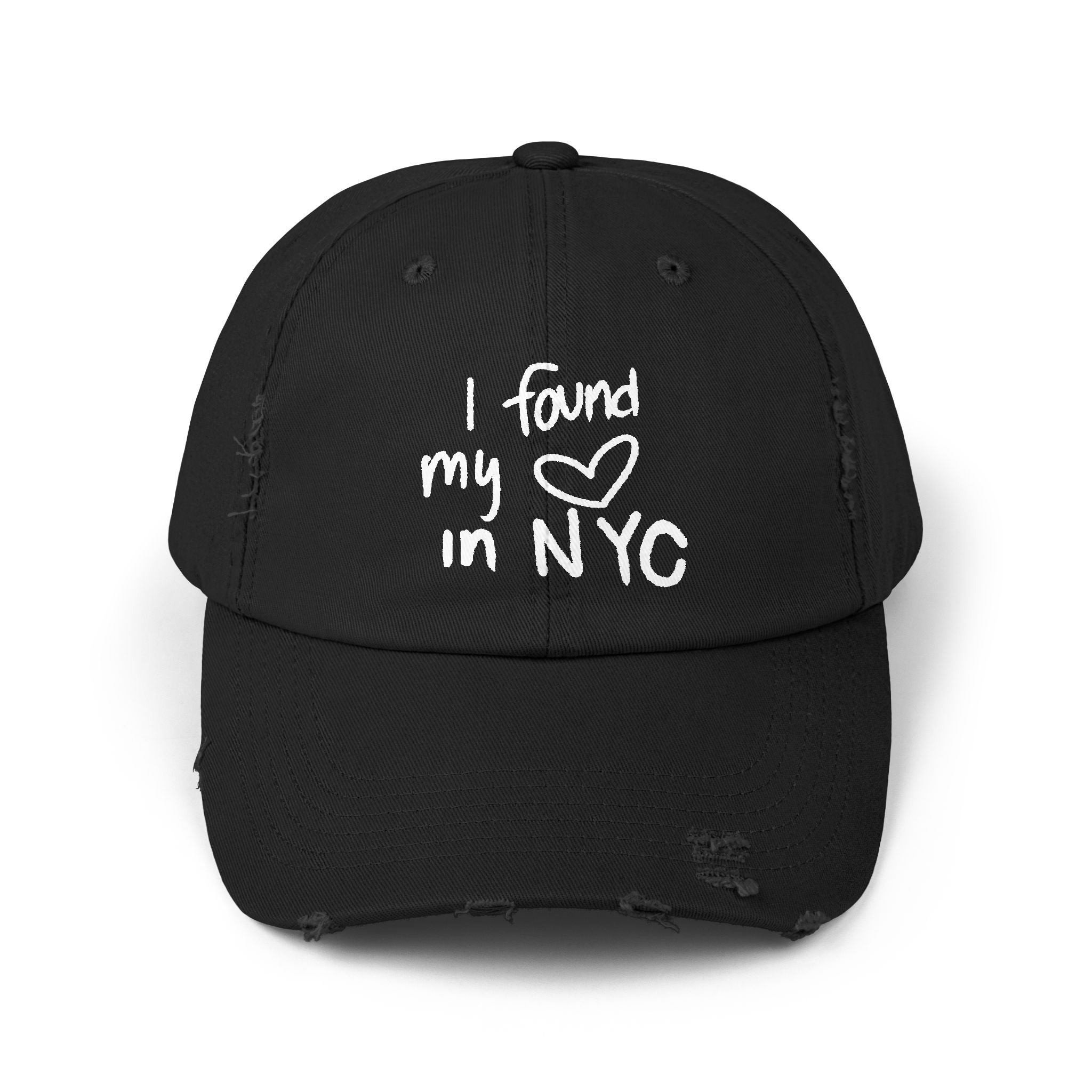 i found my heart in NYC unisex distressed cap