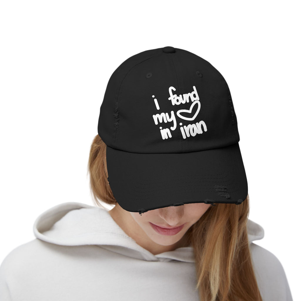 i found my heart in iran unisex distressed cap