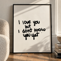 i love you but i dont know you yet screenprint